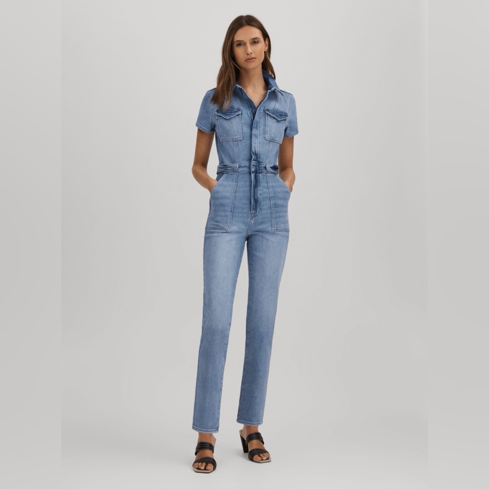 GOOD AMERICAN DENIM SKINNY FIT FOR SUCESS JUMPSUIT
